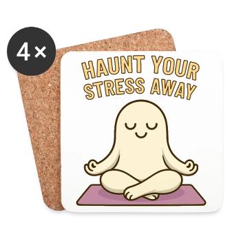 Méditation fantôme – Hantissez votre stress - Dessous de verre (lot de 4) - blanc - Devant