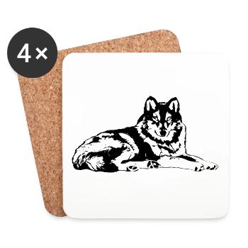 Loup - Dessous de verre (lot de 4) - blanc - Devant