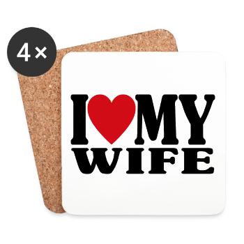 J’aime ma femme assortie au cadeau de la Saint-Valentin - Dessous de verre (lot de 4) - blanc - Devant
