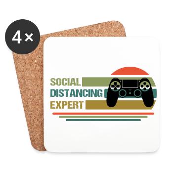 Social Distancing Expert Video Game Player Gaming - Untersetzer (4er-Set) - Weiß - Vorne