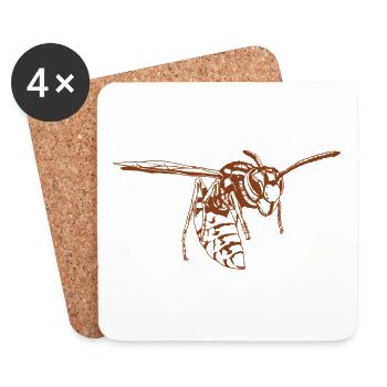 Cool Guêpe Insecte Croquis Guêpe graphique Amoureux des animaux - Dessous de verre (lot de 4) - blanc - Devant