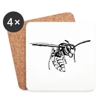 Cool Guêpe Insecte Croquis Guêpe graphique Amoureux des animaux - Dessous de verre (lot de 4) - blanc - Devant