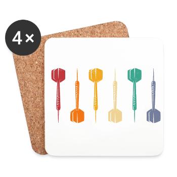 Retro Graphic Dart Player Darts Dartboard Bullseye - Coasters (set of 4) - white - Front