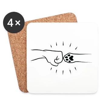 Cat Fist Bump - Coasters (set of 4) - white - Front