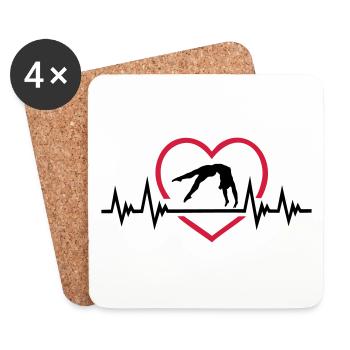 Gymnase rythme cardiaque cardiaque avec cardio, gymnastique ECG - Dessous de verre (lot de 4) - blanc - Devant