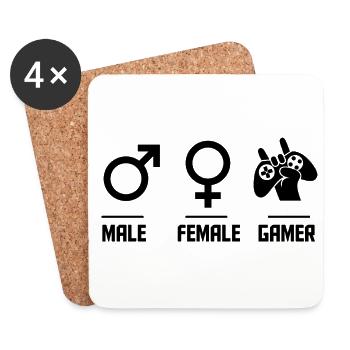 Male Female Gamer Video Gamer Gaming Pc Console Ge - Untersetzer (4er-Set) - Weiß - Vorne