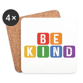 Be Kind Gay Pride Lgbtq Rainbow Transgender Bisexu - Untersetzer (4er-Set) - Weiß - Vorne