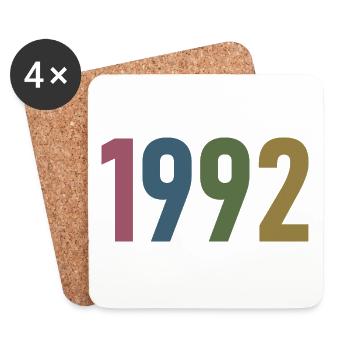 Année 1992, 30 ans, cadeau de 30e anniversaire - Dessous de verre (lot de 4) - blanc - Devant