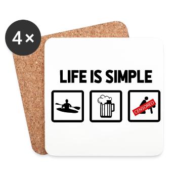 Life Can Be Simple Just Add Water Kayaking Paddle - Untersetzer (4er-Set) - Weiß - Vorne