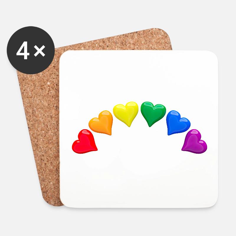 Glänzende Herzen in LGBT-Regenbogenfarben Bogen - Untersetzer (4er-Set) - Weiß