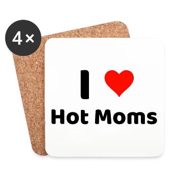 I LOVE HOT MOMS - Humorvolles Design!! - Untersetzer (4er-Set) - Weiß - Vorne
