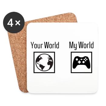 Gaming - your world my world - Coasters (set of 4) - white - Front