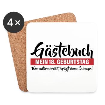 18. Geburtstag Wer kriegt ein Schnaps - Untersetzer (4er-Set) - Weiß - Vorne