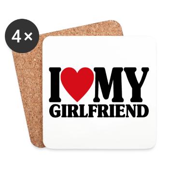 Ich liebe meine Freundin passendes Valentinstagsgeschenk - Untersetzer (4er-Set) - Weiß - Vorne