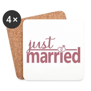 Just Married - Cute Honeymoon Gift For Couple - Coasters (set of 4) - white - Front