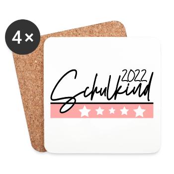 Schulkind 2022 1. Klasse - Untersetzer (4er-Set) - Weiß - Vorne