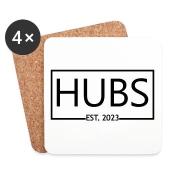 Hubs Est. 2023 Fiançailles pour le cadeau de mariage du marié - Dessous de verre (lot de 4) - blanc - Devant