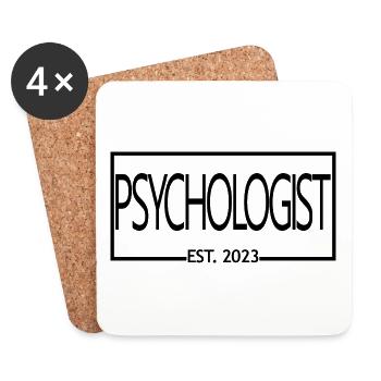 Psychologue Est. 2023 Diplôme Psychologie Cadeau - Dessous de verre (lot de 4) - blanc - Devant