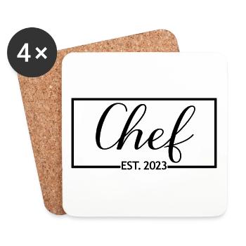 Chef Est. 2023 Chef Diplômé Étudiant en Art Culinaire - Dessous de verre (lot de 4) - blanc - Devant