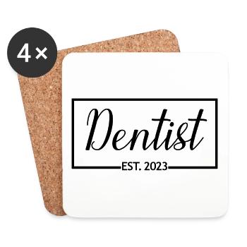 Dentiste Est. Étudiant diplômé en médecine dentaire 2023 - Dessous de verre (lot de 4) - blanc - Devant