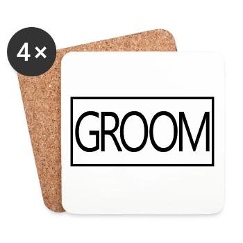 Groom - Mari à être Wedding Party Engagement - Dessous de verre (lot de 4) - blanc - Devant