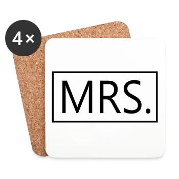 Mme Matching Couple Fiançailles Mariage Lune de miel - Dessous de verre (lot de 4) - blanc - Devant