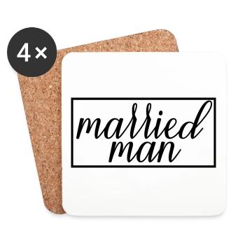 Homme marié Couple Matching Mariage Lune de miel - Dessous de verre (lot de 4) - blanc - Devant