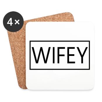 Wifey Matching Couple Fiançailles Mariage Lune de miel - Dessous de verre (lot de 4) - blanc - Devant