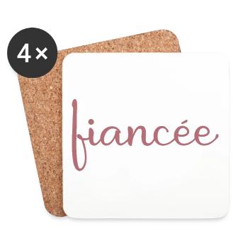 Fiancée Matching Engagement Wedding Honeymoon - Coasters (set of 4) - white - Front