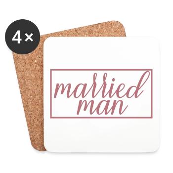 Homme marié Couple Matching Mariage Lune de miel - Dessous de verre (lot de 4) - blanc - Devant