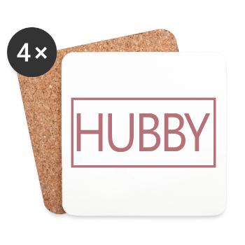 Hubby Matching Engagement Wedding Honeymoon - Coasters (set of 4) - white - Front