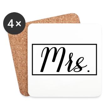 Mrs. Matching Couple Engagement Wedding Honeymoon - Coasters (set of 4) - white - Front