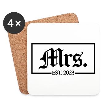 Frau Est. 2023 Verlobung Brautdusche Hochzeit - Untersetzer (4er-Set) - Weiß - Vorne