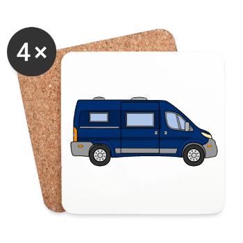 Camper VAN / Kastenwagen BLAU - Untersetzer (4er-Set) - Weiß - Vorne
