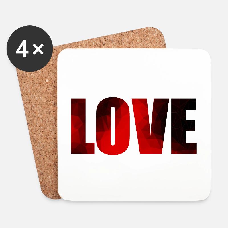 Liebe Hochzeit Verlobung - Untersetzer (4er-Set) - Weiß
