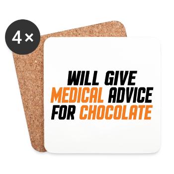 Drôle de fournisseur de santé Médecin Infirmière Amateur de chocolat - Dessous de verre (lot de 4) - blanc - Devant