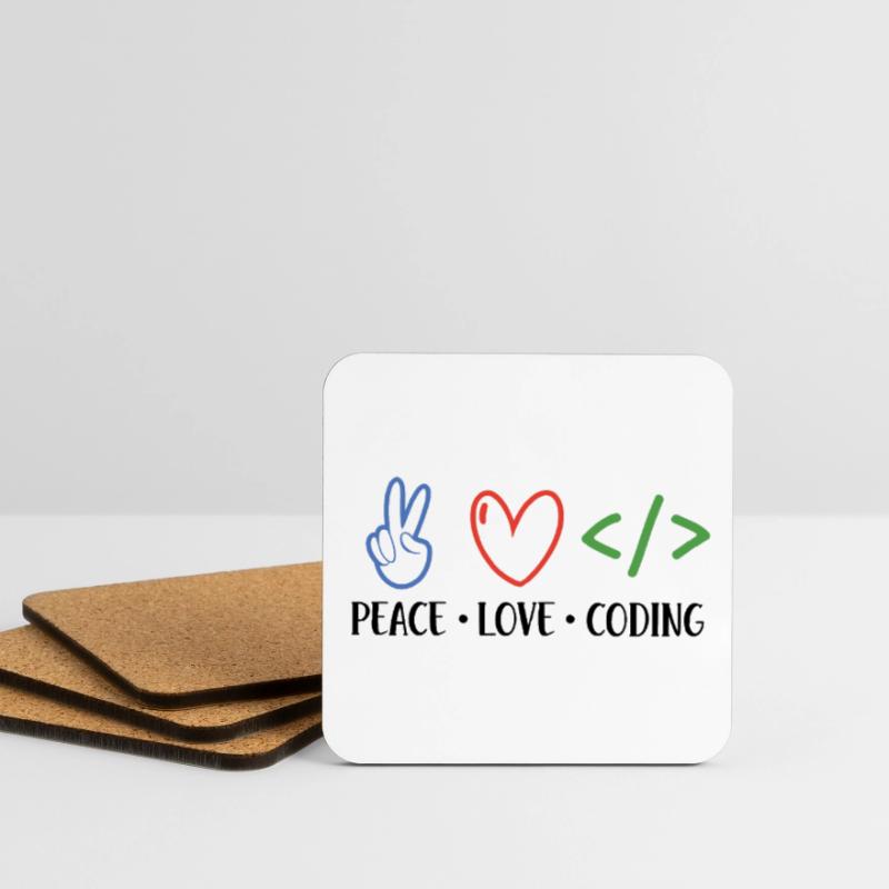 Peace Love Coding Coder Software Developer Program Untersetzer (4er-Set)