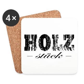 Holzstück Holz Holzfäller schwarz - Untersetzer (4er-Set) - Weiß - Vorne