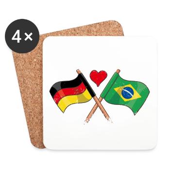 I love Brazil Germany Flags Heart Flag - Coasters (set of 4) - white - Front