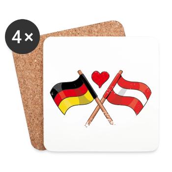 Ich liebe Österreich Deutschland Fahne Flagge Herz - Untersetzer (4er-Set) - Weiß - Vorne