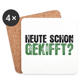 heute schon gekifft? THC Cannabis Kiffer Typo - Untersetzer (4er-Set) - Weiß - Vorne
