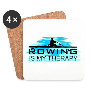 Rowing is my therapy, rowing, rowing - Coasters (set of 4) - white - Front