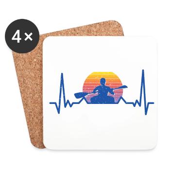 Heartbeat Graphic Kayaking Canoe Rowing Rower Padd - Untersetzer (4er-Set) - Weiß - Vorne
