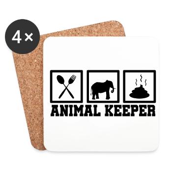 Retro Graphic Animal Keeper Zoo Keeper Animal Love - Untersetzer (4er-Set) - Weiß - Vorne