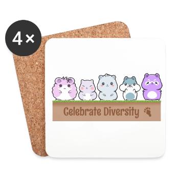 Celebrate Diversity Hamster Lover Hamster Owner An - Untersetzer (4er-Set) - Weiß - Vorne