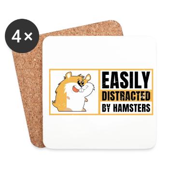 Easily Distracted By Hamsters Animal Lover Hamster - Untersetzer (4er-Set) - Weiß - Vorne