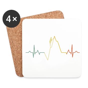 Ecg Heartbeat Graphic Bouldering Mountaineering Bo - Untersetzer (4er-Set) - Weiß - Vorne