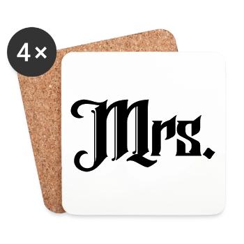 Mrs. Matching Couple Engagement Wedding Honeymoon - Coasters (set of 4) - white - Front