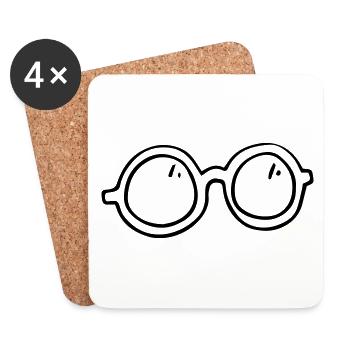 Lunettes Vision Aid Spectacle Snake Gift Idea - Dessous de verre (lot de 4) - blanc - Devant
