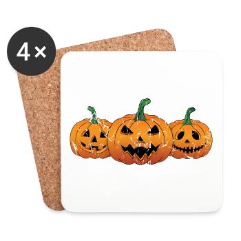 Pumpkins Jack-O-Lantern Halloween Spooky - Coasters (set of 4) - white - Front
